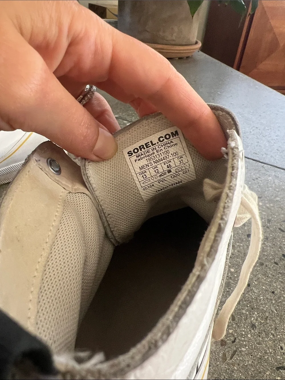Sorel White High-Top Sneakers with Red Accent
